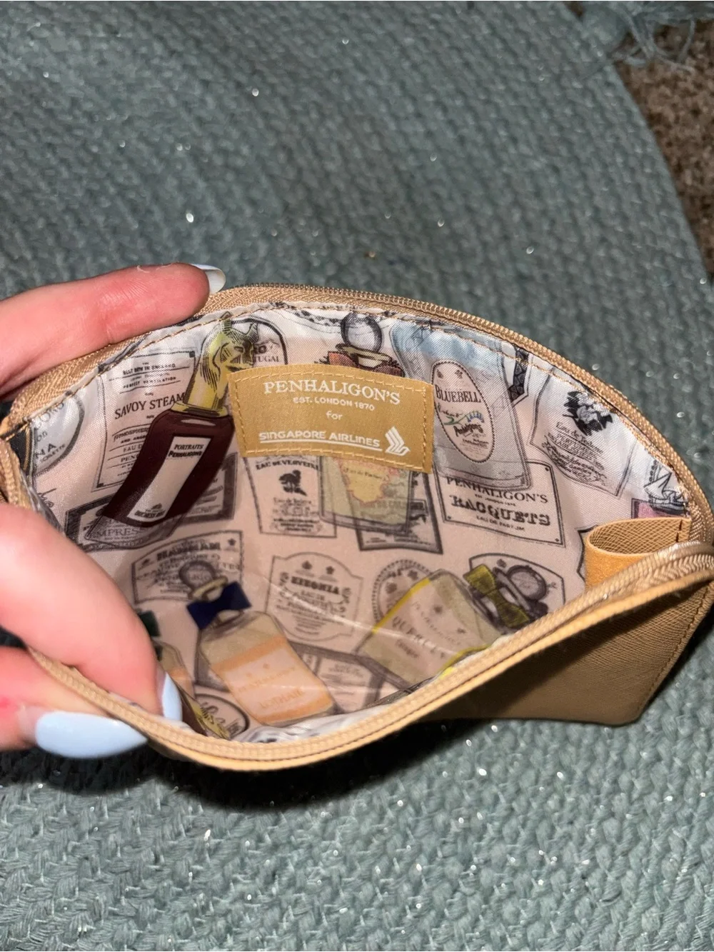 Penhaligon's Tan Cosmetic Zip Pouch with Branded Lining
